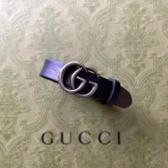 正規 付属品完備 648702 ダブルG レザー ブレスレット