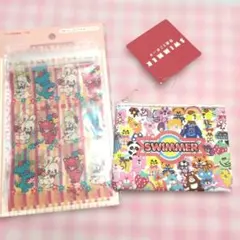 SWIMMER チャック式収納袋＆合皮ミニポーチ 2点セット