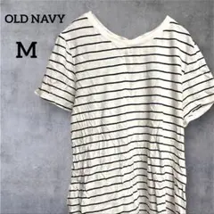 OLD NAVY【M】紺 白 ボーダー 半袖 Tシャツ コットン100% 春夏のサムネイル