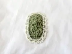 パッチンピン｜韓国風 手編みフラワーのヘアピン アラン模様 グリーン