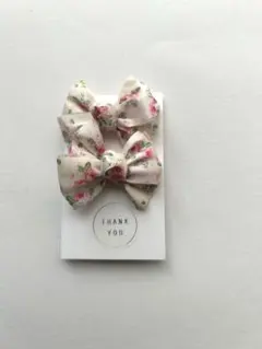 花柄リボンヘアゴム2個セット