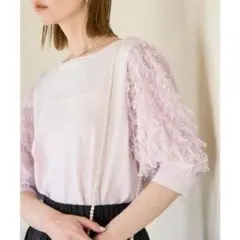 ロペピクニック ROPE' PICNIC 袖シャギーニットプルオーバー ピンク