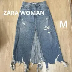 ZARA WOMAN ダメージデニムロングスカート ダメージスカート M