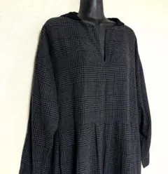 Samansa Mos2 綿麻　セーラー襟　グレンチェック　ロングワンピース