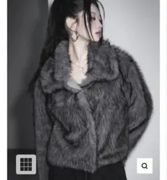 me+em select スタンドカラーミックスファーショートコート