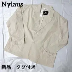 新品 メンズ テーラードジャケット　ブレザー　ストライプ ビックシルエット　M