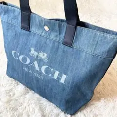 おっちい様0737 極美品 COACH コーチ デニム フローラル トートバッグ