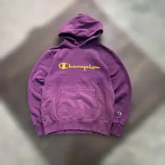 7AS7 Champion ロゴ刺繍パーカー　フーディー　紫　古着