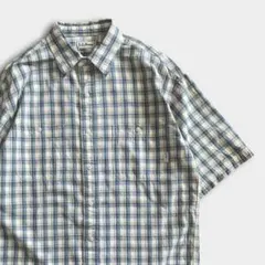 old stussy ギンガムチェック シャツ usa製 紺タグ 短丈 刺繍ロゴ