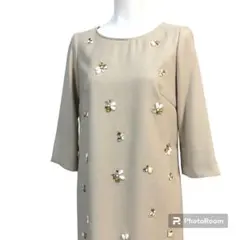 クイーンズコート ワンピース ベージュ セレモニー Sサイズ