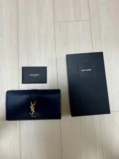 SAINT LAURENT サンローラン 長財布 YSLロゴ ブラック レザー