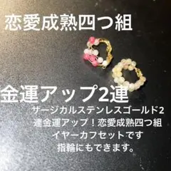 サージカルステンレスゴールド2連金運アップ！恋愛成熟四つ組イヤーカフです