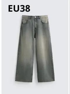 【完売サイズ】ZARA バギーフィット デニムパンツ EU38 ブルー/グリーンのサムネイル