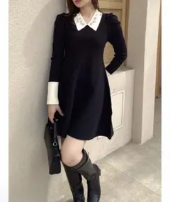 dazzlin オーナメントカラーニットワンピース