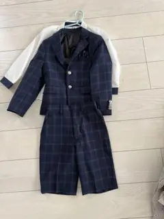 ネイビー チェック柄 スーツセット