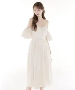 オフショルバルーンスリーブロングドレスM ほぼ新品