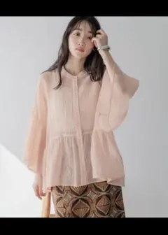 ピンク 五分袖シャツ