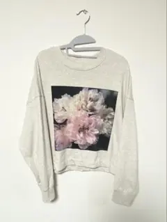 値下げH&M 花柄プリント クロップドスウェット