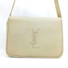 イヴサンローラン ショルダーバッグ レザー YSLロゴ ベージュ系
