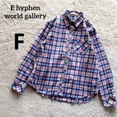 E hyphen world gallery チェックシャツ 長袖 ピンク　Fのサムネイル
