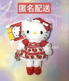 新品タグ付　ハローキティ展　京都限定いちごドレス マスコット　ぬいぐるみ