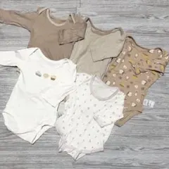 ベビー肌着 5点セット 長袖ロンパース肌着 80cm