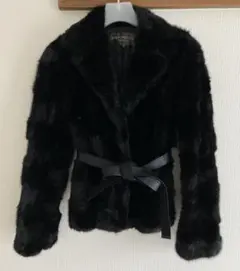 BODY DRESSING Deluxe 黒ファーコート M ベルト付き