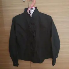 COMME CA ISM ブラックフリルシャツ 120A