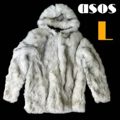 asos フード付き　フェイクファージャケット　ホワイトのサムネイル