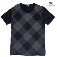 希少 バーバリーブラックレーベル アーガイルチェック柄 半袖Tシャツ グレーLのサムネイル