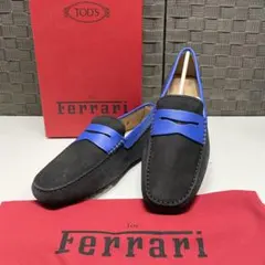 み*ん様 新品　TOD'S for Ferrari ローファー 黒/青 TOD'S TODS × Ferrari トッズ フェラーリ コラボ ドライビング