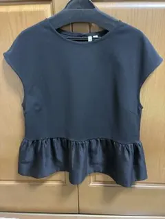 【美品】HK WORKS LONDON ペプラムトップス黒 M フリル異素材切替のサムネイル