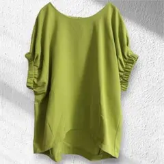 It's demo 襯衫 針織衫 袖子抓皺 寬鬆 淺綠色