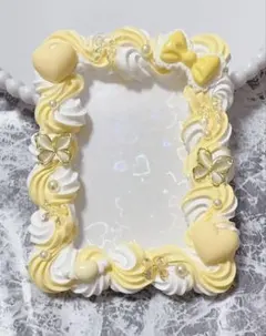 ホイップデコ硬質トレカケースB8黄色白ミックス ハート リボン 蝶TC-325