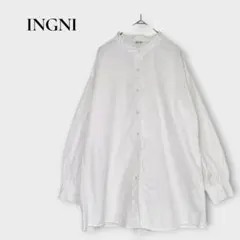 イング INGNI バンドカラーシャツ オーバーサイズ M 長袖 ホワイト