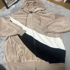 Rady ベルベット ジップアップパーカー ベージュ