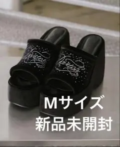 新品未使用　ダーリッチ　ベロアロゴビジューサンダル　ブラック　Msize