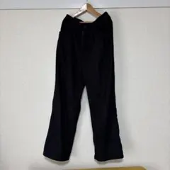 ブラック 裏起毛コーデュロイ ワイドパンツ