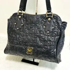 ANNA SUI アナスイ 蝶柄キルティング レザー トートバッグ 肩掛け 2層
