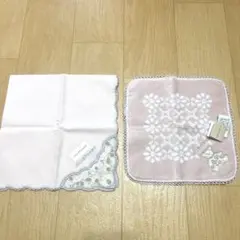 JILL STUART ピンク 刺繍 タオルハンカチ 2枚セット