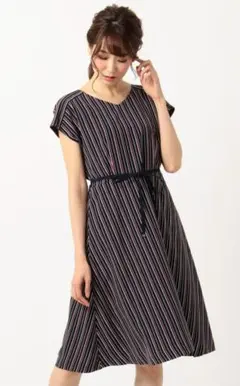 any SiS／クラシカルレディストライプ ワンピース ネイビー系
