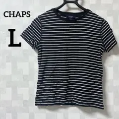 CHAPS 【L】ボーダーTシャツ 半袖 黒白 袖ポケット 可愛い カジュアル