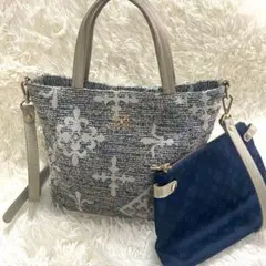 限定デザイン　ラシット　ツイード　ショルダーバッグ　2wayトート