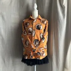 ジュンコシマダ 長袖シャツ M コーデュロイ オレンジ 犬柄 vintageのサムネイル