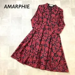 AMARPHIE 総柄 透け レース ワンピース 南イタリア レッド系 AMARPHIE 総柄 透け レース ワンピース 南イタリア レッド系 - メルカリ