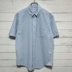 ブルックスブラザーズ 346 シアサッカー 半袖シャツ チェック ブルー M