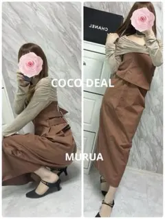 オフショルギャザートップス×2wayコルセットスカートワンピース