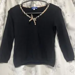 Burberry 黒 ノバチェック Vネック ニット