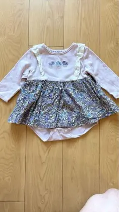 花柄刺繍付き長袖ワンピース