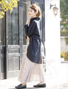 しまむら 星玲奈コラボ　バックリボンシャツ Mサイズ ネイビー